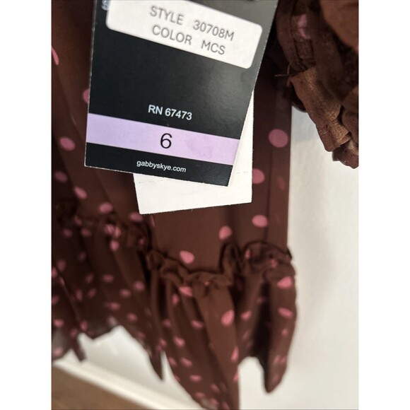 Women’s NWT Sz 6 Gabby Skye Women’s Polka Dot Longsleeve Dress - Picture 8 of 12